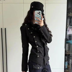 Voguable American Vintage Jacket Casual Women Long Sleeve Sweatshirt Vintage Jacket Y2K Gothic Punk Style Coat Fit Autumn Female Clothing voguable