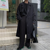 Autumn Trench Coat Men Oversized Fashion Khaki Black Long Coat Men Streetwear Korean Loose Windbreaker Jacket Mens Overcoat voguable