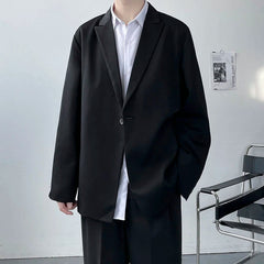 White Black Blazer Men Fashion Society Mens Dress Jacket Korean Loose Business Casual Suit Jacket Mens Office Formal Blazer voguable