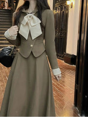 Voguable Sets for Women 2 Pieces Elegant Cardign Suit Coat Vintage Dress Sets New Two Piece Luxury Two Piece Set Women Outfit Autumer New voguable