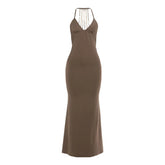 Voguable Sequin Butterfly Maxi Dress Women Tassel Halter v-Neck Sleeveless Summer New Trend Stretch Sexy Vacation Vestidos voguable