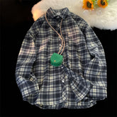 Spring Clothing Men's Leisure Retro Check Button-down Long Sleeve Shirts Lapel Streetwear Fashion Plaid Luxury Jacket Shirt voguable