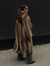 Dark Brown Faux Fur Long Overcoat For Women Fashion Lapel Single Breasted Loose Fluffy Plush Warm Coat Winter Thicken Outerwear voguable