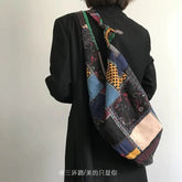 Vintage Y2k Aesthetic Grunge Women Handbags High-capacity Harajuku Striped Canvas Underarm Bag Luxury Design Shoulder Tote Bags voguable