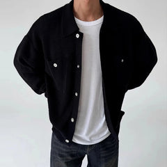 New Japanese Fashion Men Cardigan Jackets Light Luxury Knitted Button-down Long Sleeve Sweater Coat Premium Solid Color Knitwear voguable