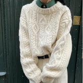Voguable Autumn and Winter O Neck Loose Retro Korean Women's Pullover Sweater Lazy Style Casual Versatile Thick Long Sleeve Knitted Tops voguable