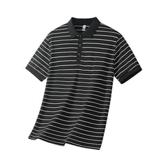 Voguable Summer POLO Shirt New Men's Light Luxury Ice Silk Striped Lapel Business Style Casual Short Sleeves voguable