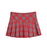 Mini Skirts For Woman Korean Fashion Red Plaid Skirts Women Y2k Clothes Cute Short Skirts Harajuku Vintage Pleated Skirts Preppy Pbong