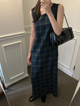 Voguable Autumn Sleeveless Vests Dress Women Plaid Print Fashion Casual Ladies Vests Dresses Korean Style Loose Woman Vests Dress voguable