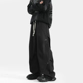 Spring Autumn New Fashion Elastic Waist Drawstring Solid Men's Clothing American Style Pocket Quick Drying All-match Cargo Pants voguable
