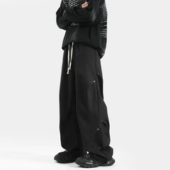 Spring Autumn New Fashion Elastic Waist Drawstring Solid Men's Clothing American Style Pocket Quick Drying All-match Cargo Pants voguable