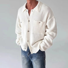 New Japanese Fashion Men Cardigan Jackets Light Luxury Knitted Button-down Long Sleeve Sweater Coat Premium Solid Color Knitwear voguable