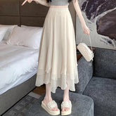 Summer Women Mesh Skirt Fashion Korean High Waist Loose Midi Skirt Y2K Elegant Female Casual All Match A Line Skirts New voguable