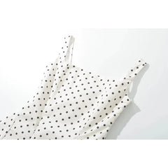 Hotsweet Women Vintage Polka Dot Slim Sling Dress Sexy Sleeveless Low Waist A-line Summer Mini Dresses Lace Up Robe