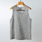 Voguable Men's Vintage Chinese Style Linen Vest Breathable Loose-Fit Casual Summer Waistcoat Zen Cotton-Linen Sleeveless Shirt M-5XL voguable