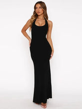 Halter Backless Sexy Maxi Dress Women Gown Summer New Solid U Neck Sleeveless High Waist Long Dress Elegant voguable