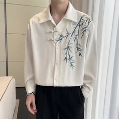 Long Sleeved Shirt Men Fashion Society Mens Dress Shirt Korean Loose Casual Shirt Men White Formal Shirts M-3XL voguable