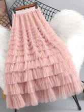 Summer Elegant Women Tulle Skirt Korean Fashion Mesh A Line Ladies Cake Skirt High Waist Loose Party Female Skirts New voguable