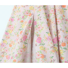 Women Floral Print Sexy Elegant Strapless Dress Front Slit A-line Midi Cotton Summer Dresses Party Robe