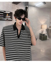 Men Cotton Comfort Breathable Stripe Polo Shirt Casual Summer Fashion Tshirt Wholesale Striped Collar Tee Outdoor Golf Wear voguable