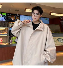 New jacket man Spring Windbreaker Men's Casual Climbing Waterproof Jacket Solid Lapel coat Unisex Fashion Gorpcore Youth