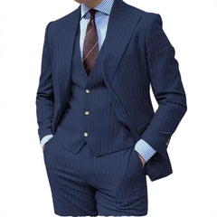 Voguable New Stripe Blazer+Vest+Pants Men's Fashion Business Gentleman Professional Formal Dress Version Banquet Dress Suit 6XL voguable