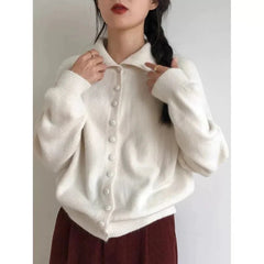 Autumn Winter New Women Sweater Coats Korean Lazy Wind Sweet Fashion Solid Turtleneck Button Cardigan Long Sleeve Knitted Tops voguable