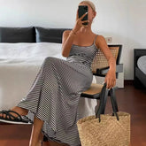 Voguable European and American summer new sexy fashion temperament backless figure-fitting and slimming suspender stri voguable