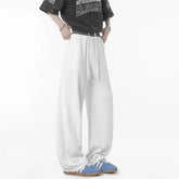 Voguable Men Summer Thin Ice Silk Quick Dry Pants Color Block Curved Wide Leg Clean Fit Flared Straight Trousers With Drawstring Waist voguable
