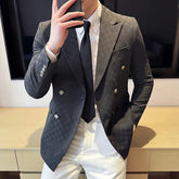 Voguable Luxury Fashion Double Breasted Men Suit Jacket Slim Fit Business Social Wedding Formal Suit Jacket Plus Size 5XL-M Men Clothing voguable