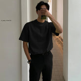 Voguable Summer Cotton Short-sleeved T-shirt Men Fashion 3-color Casual T-shirt Men Korean Version Loose O-neck T Shirt Men Top M-2XL voguable