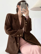 Elegant Women Corduroy Blazer Vintage Long Sleeve Casual Korean Suit Coat Fall Winter Retro Single Breasted Female Jacket voguable