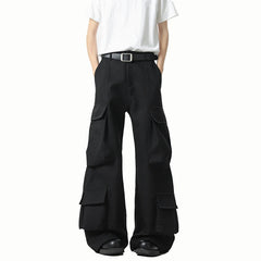 Men Loose Fit Cargo Pants Workwear Trousers Multi Pocket Outdoor Casual Joggers Streetwear Hip Hop Drop Crotch Trousers for Men voguable