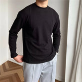 Voguable Spring Autumn Casual Fashion Solid Loose T-shirt Man Long Sleeve All Match Korean Style Patchwork Pullover Tops Tee Male Clothes voguable