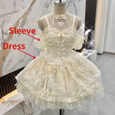 Voguable Elegant Japanese Sweets Lolita Jsk Dresses Kawaii Women Vintage Lace Mesh Princess Strap Dress Harajuku Lolita Cosplay Clothing voguable