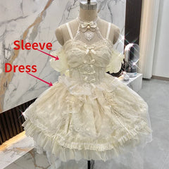 Voguable Elegant Japanese Sweets Lolita Jsk Dresses Kawaii Women Vintage Lace Mesh Princess Strap Dress Harajuku Lolita Cosplay Clothing voguable