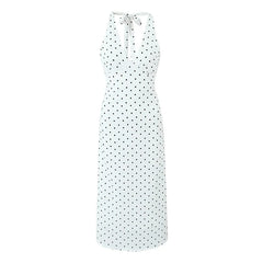 Vintage Polka Dot Halter Dresses Women Sexy Backless A-line Holiday Party Dress Summer Robe