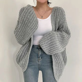 Women Cardigan Knitted Sweater Women Casual Korean Vintage Harajuku Lantern Sleeve Autumn Tops Coat Lazy Wind Y2k Sweater voguable