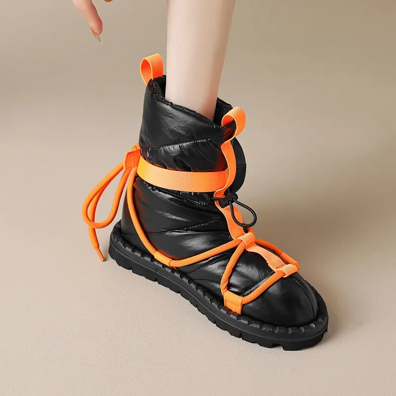 New Women Ankle Boots Fashion Design Popular Mixed Colors Female Snow Boots Platforms Winter Warm Casual Black Shoes Woman voguable