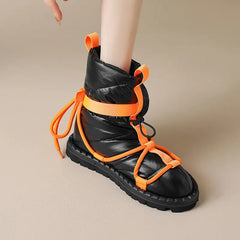 New Women Ankle Boots Fashion Design Popular Mixed Colors Female Snow Boots Platforms Winter Warm Casual Black Shoes Woman voguable