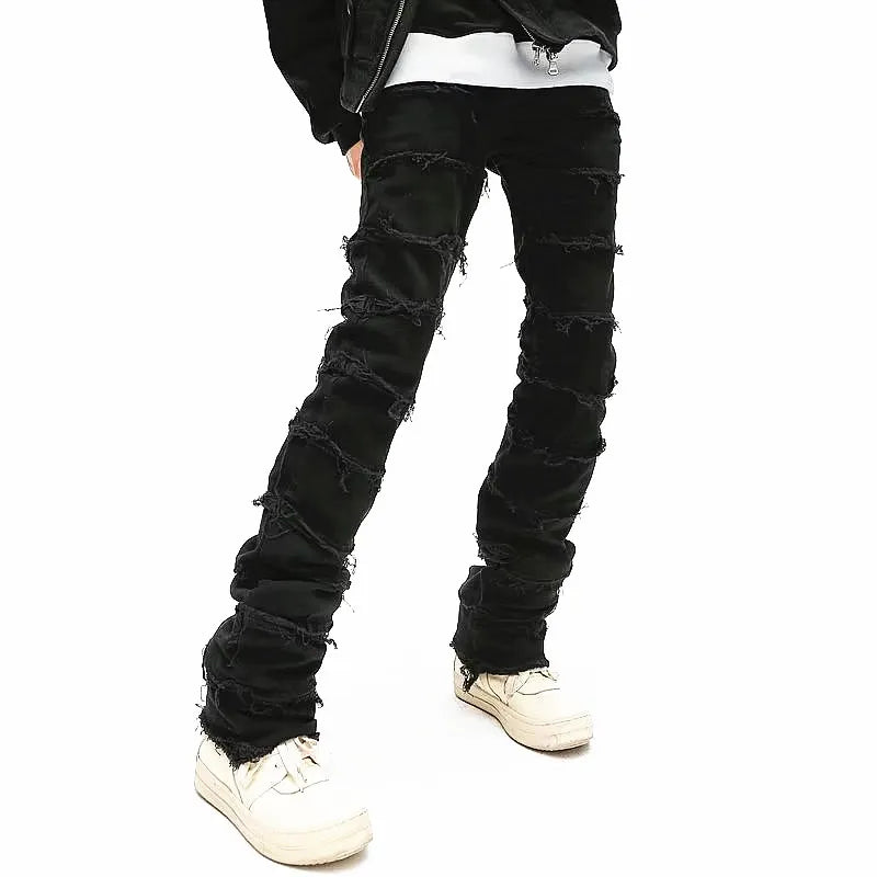 Grunge Clothes Y2K Streetwear Black Slim Stacked Jeans Pants For Men Kanye Hip Hop Women New Long Trousers Vetements Homme voguable