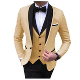 Voguable Luxury Slim Fit Men's 3-Piece Tuxedo Set with Shawl Lapel Blazer Vest And Pants for Wedding And Evening Parties voguable