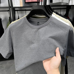 Men's Short Sleeve Tee New Summer Solid Round Neck T Shirt Men Breathable Outdoor Sport Sweatshirt High Street Unisex Tops voguable
