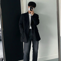 Voguable Coffee Black Blazer Men Fashion Society Mens Dress Jacket Korean Loose Business Casual Suit Jacket Men Office Formal Blazer voguable