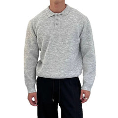 New British Retro Men Polo Neck Sweater Light Luxury Knit Loose Long Sleeve Pullover Casual Solid Color Premium Knitwear M-3XL voguable