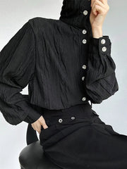 Vintage Stand Collar Y2K Shirt Women Loose Harajuku Long Sleeve Blouse Fall Retro American Streetwear Casual Bf Tops New voguable