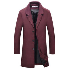 2023 Men Wool Blend Coat Autumn Winter New Casual Long Windbreaker Jacket Male Solid Color Single Breasted Trench Coat Jacket voguable