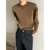 Korean Fashion Vintage Design Bottoming T Shirt for Men Long Sleeve Spring High-end Simple Solid Color Striped Inner Men T-shirt voguable