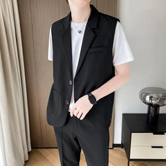 Voguable Suit Vest Men Slim Fit Fashion Social Men Dress Vest Korean Business Casual Solid Color Vest Men Office Formal Vest S-3XL voguable