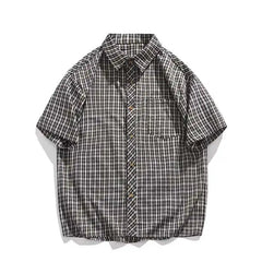 Summer Short Sleeved Shirt Men Retro Plaid Shirt Men Streetwear Korean Loose Casual Shirt Mens Fashion Shirts Large Size 4XL voguable
